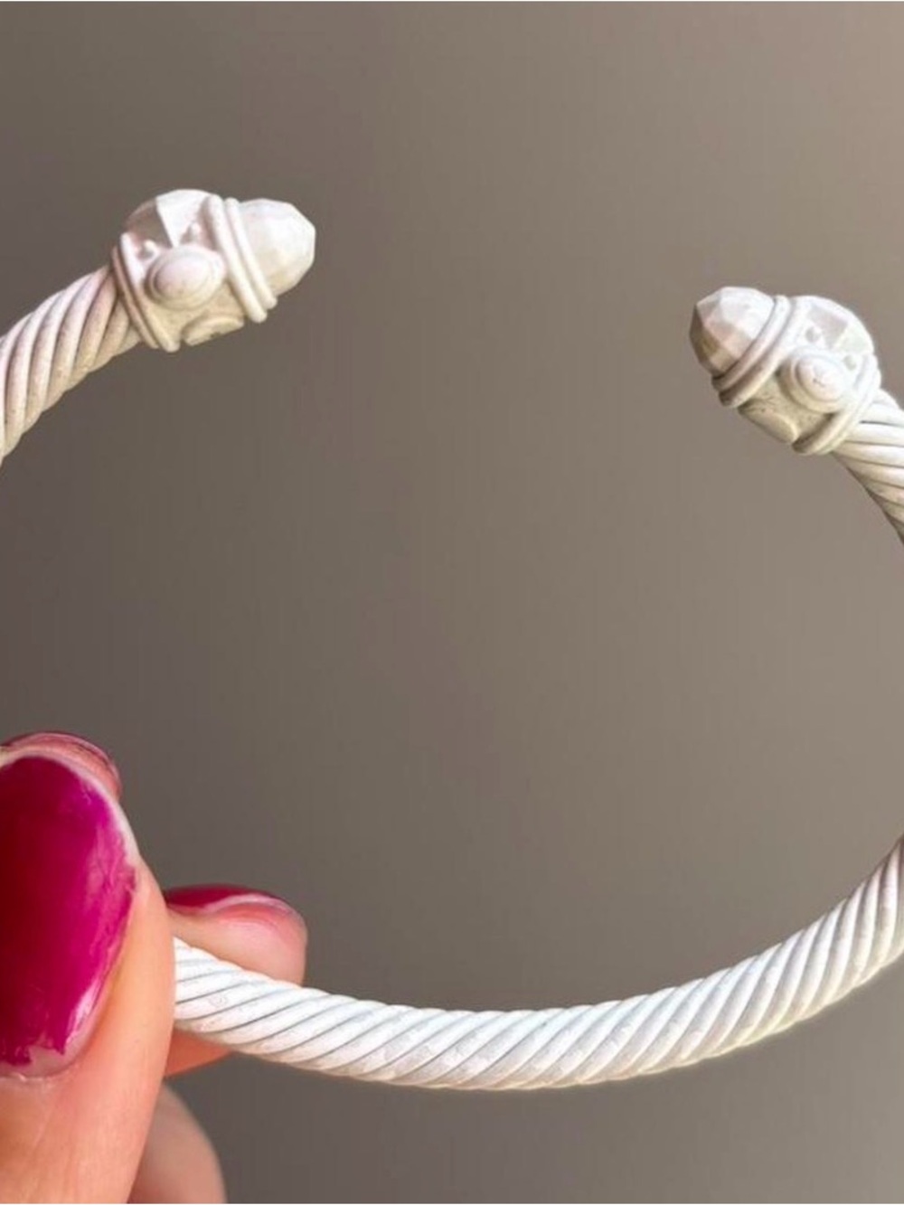 White Twisted Cable Cuff Bracelet